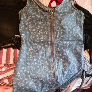 No Boundaries Blue Floral Denim Dress